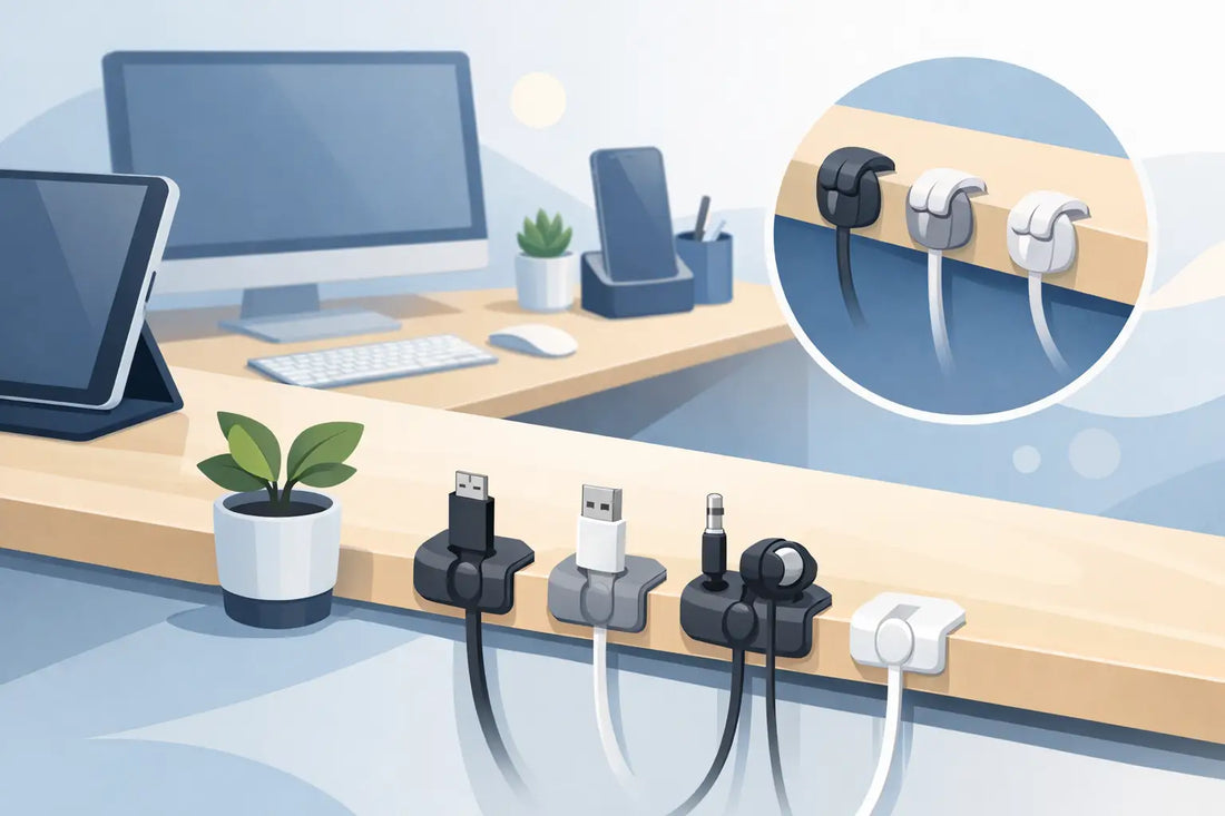 Adhesive Cable Clips Desk Guide for Tidy Cords