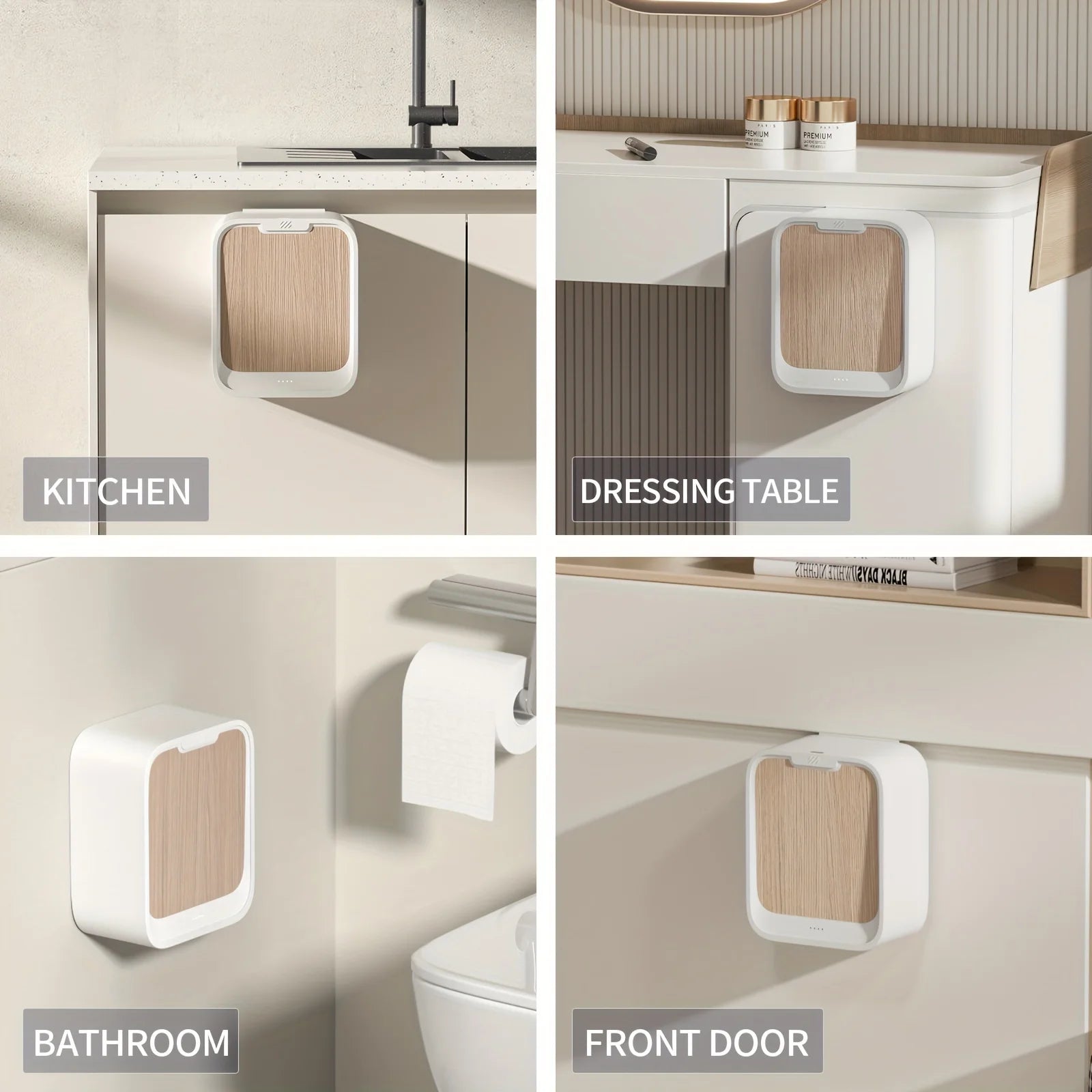 Wall Mounted Smart Sensor Trash Can with Lid for Kitchen Cabinet & Under Sink Storage