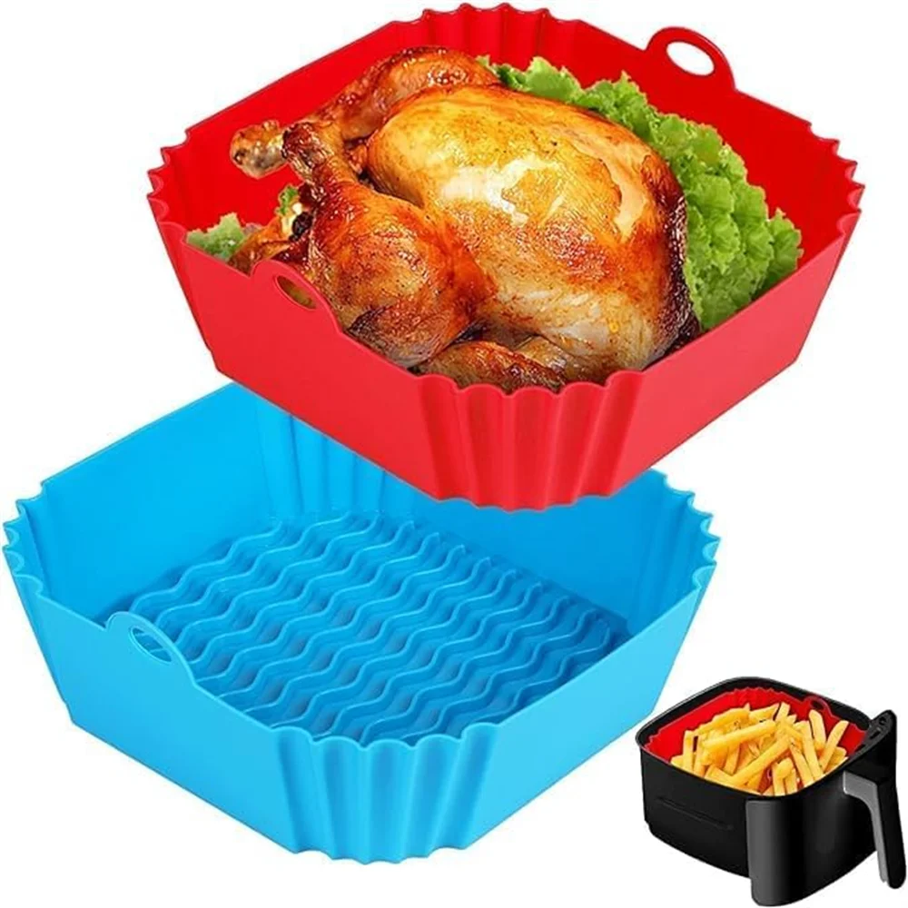 Revestimientos de silicona reutilizables cuadrados para freidoras de aire, reemplazo del papel pergamino, accesorios fáciles de limpiar
