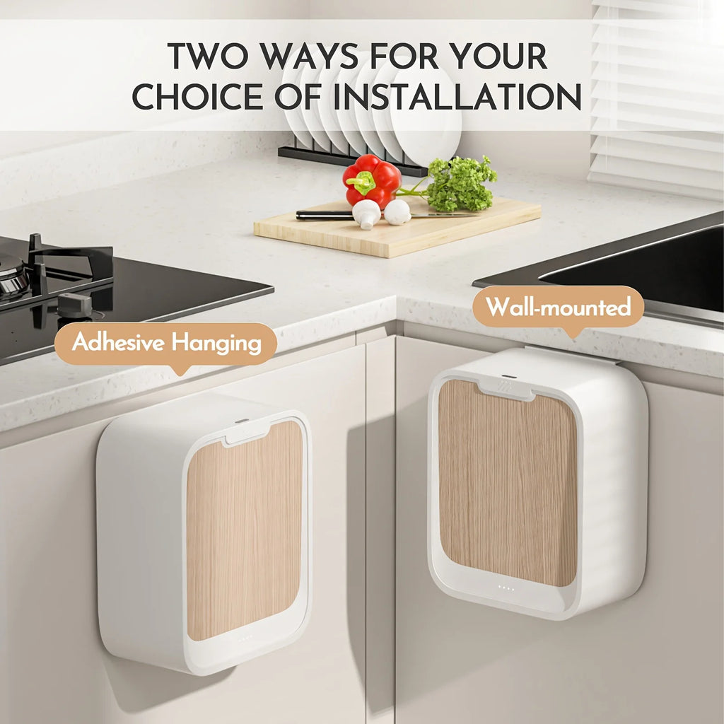 Wall Mounted Smart Sensor Trash Can with Lid for Kitchen Cabinet & Under Sink Storage