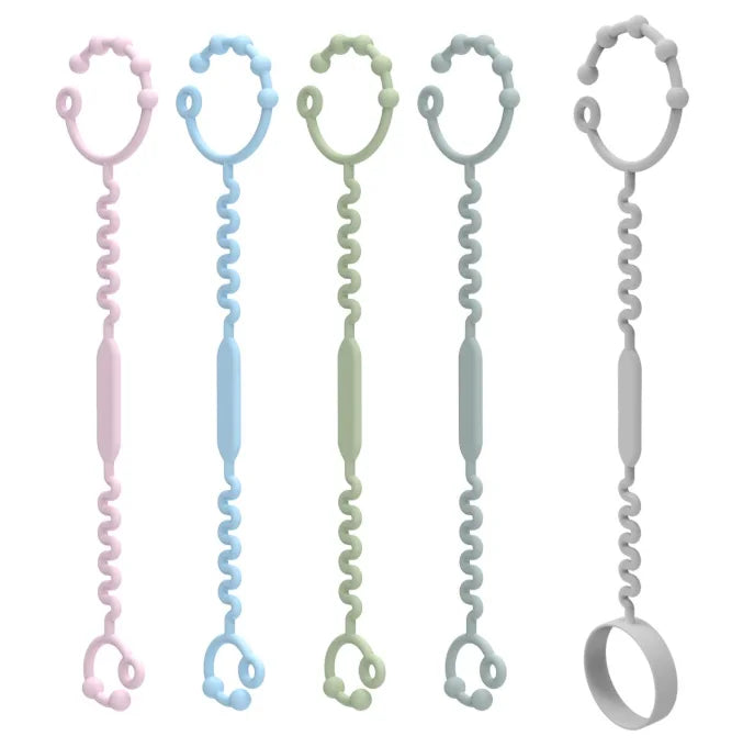 Correa de juguete de silicona para bebé, clip antialetas, soporte para chupete, cadena para mordedor, correa de seguridad universal antipérdida para cochecito, sin BPA
