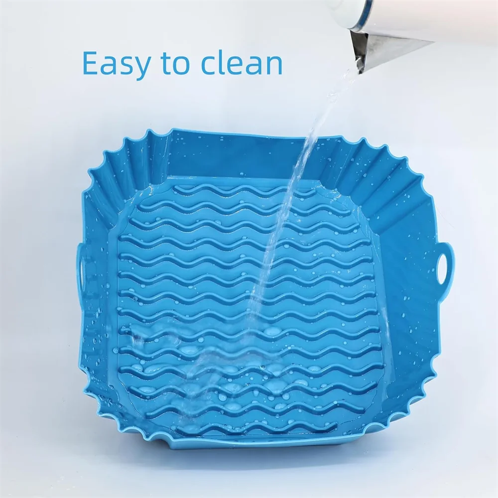 Revestimientos de silicona reutilizables cuadrados para freidoras de aire, reemplazo del papel pergamino, accesorios fáciles de limpiar