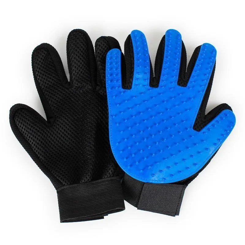 5-Finger Pet Grooming Glove – Silicone Dog & Cat Deshedding Brush for Hair Removal, Bathing & Massage