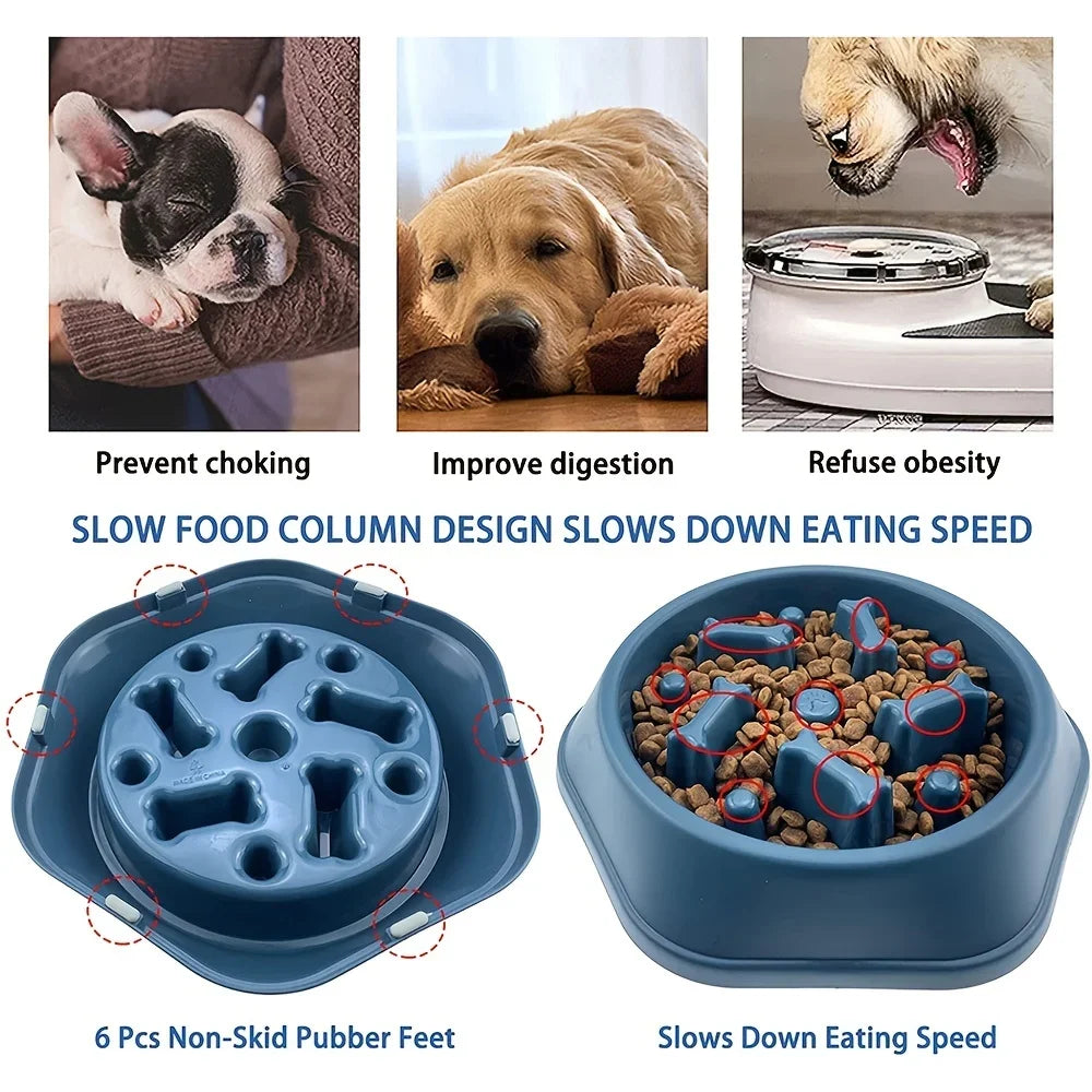 Large Capacity Slow Feeder Pet Bowl – Anti-Choking Puzzle Food Dish for Dogs & Cats with Non-Slip Base