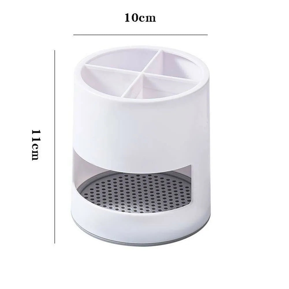 Multi-Purpose Toothbrush Holder with Drain Tray & Storage Organizer