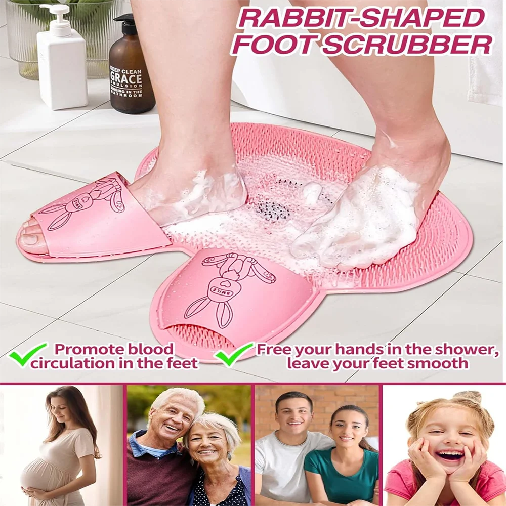 Non-Slip Silicone Foot Scrubber Bath Mat – Shower Foot Massager, Exfoliating Cleaning Mat for Bathtub & Bathroom Floor