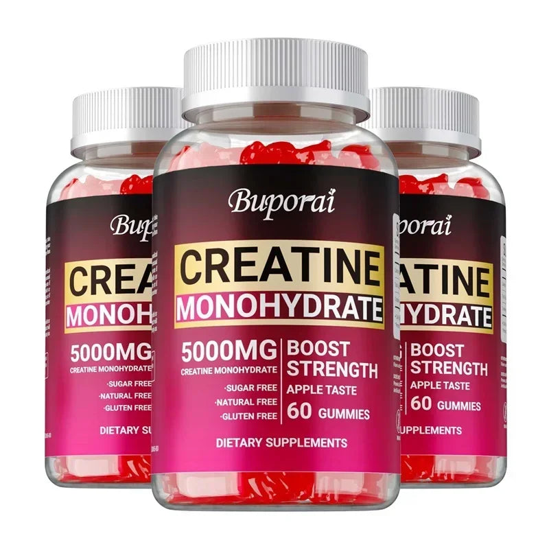 Creatine Monohydrate Gummies for Adults – Vegan Non-GMO Creatine Supplement for Muscle Strength, Endurance & Workout Performance Support