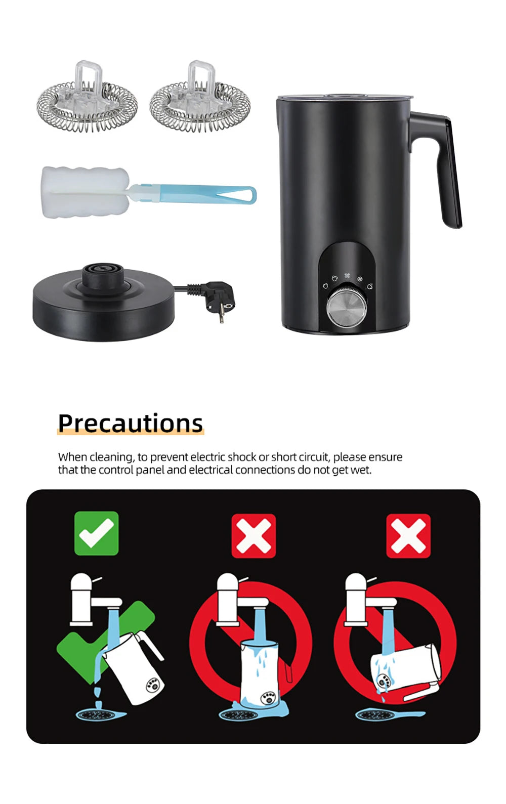 5-in-1 Electric Milk Frother & Milk Warmer for Hot & Cold Foam