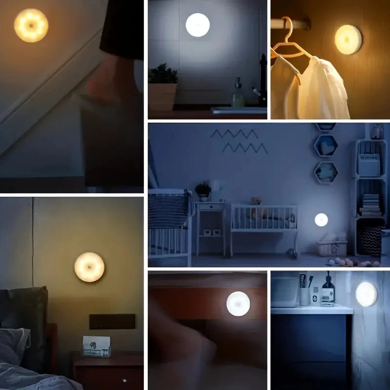 1 Luz nocturna con sensor de movimiento - Lámpara detectora LED inalámbrica para dormitorio, escalera, armario y decoración de habitaciones