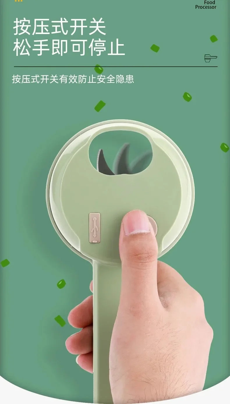 Picadora Eléctrica de Verduras, Cortador Multifuncional de Ajo, Jengibre y Cebolla para Cocina Doméstica, Rebanadora y Cortadora de Alimentos