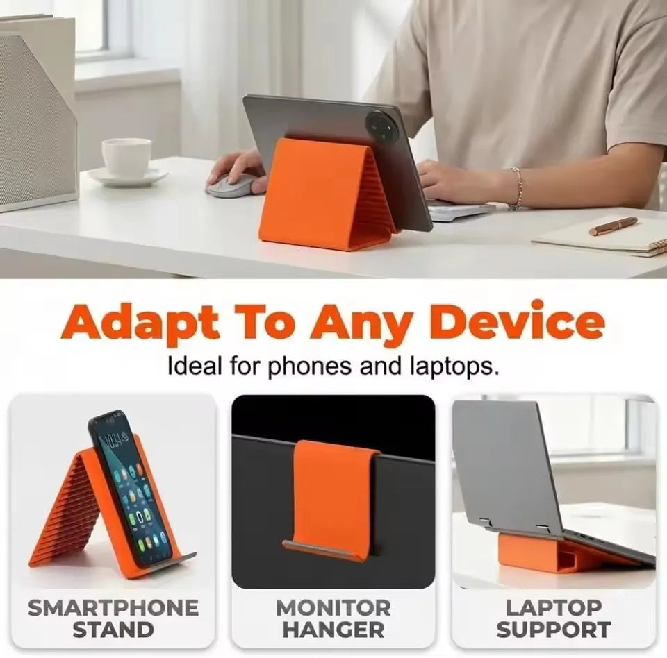 Flexible Foldable Silicone Device Stand – Adjustable Multi-Angle Holder for Phones, Tablets & Laptops