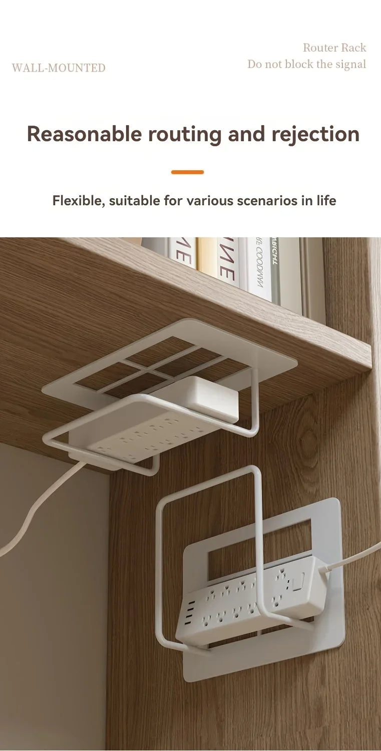Wall-Mounted Router Shelf – No-Drill Iron Storage Rack for WiFi Router, TV Box & Home Organization