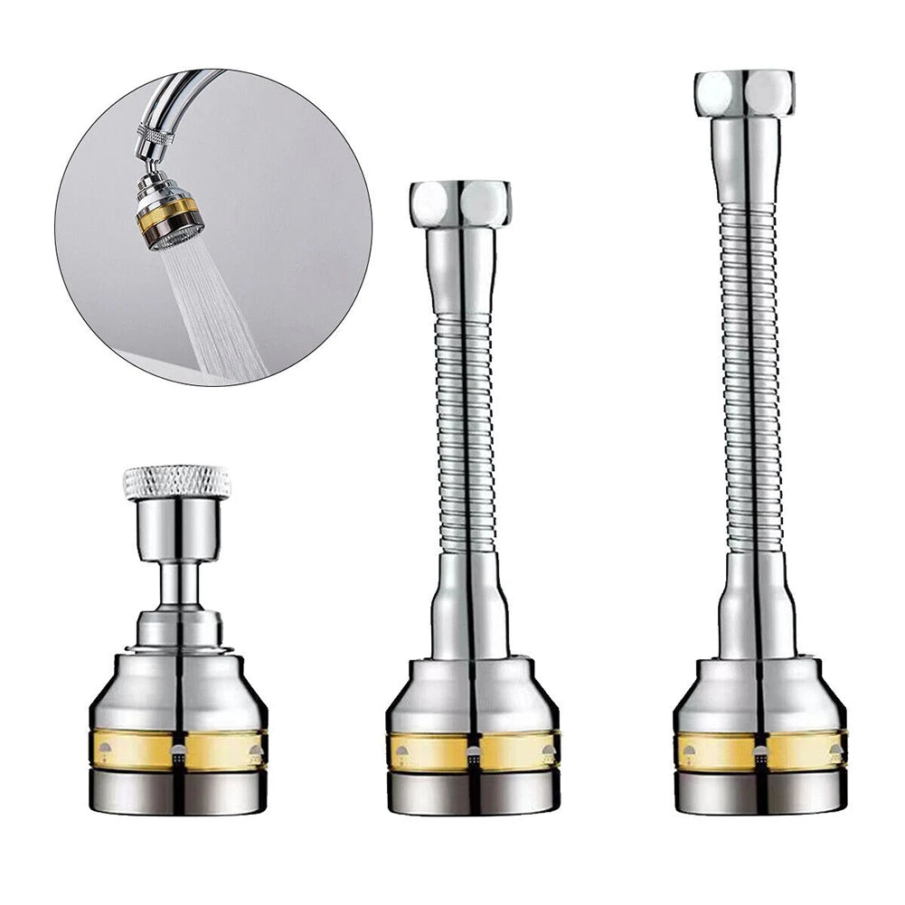360° Flexible Stainless Steel Faucet Extender with 3 Spray Modes for Kitchen & Bathroom Sink