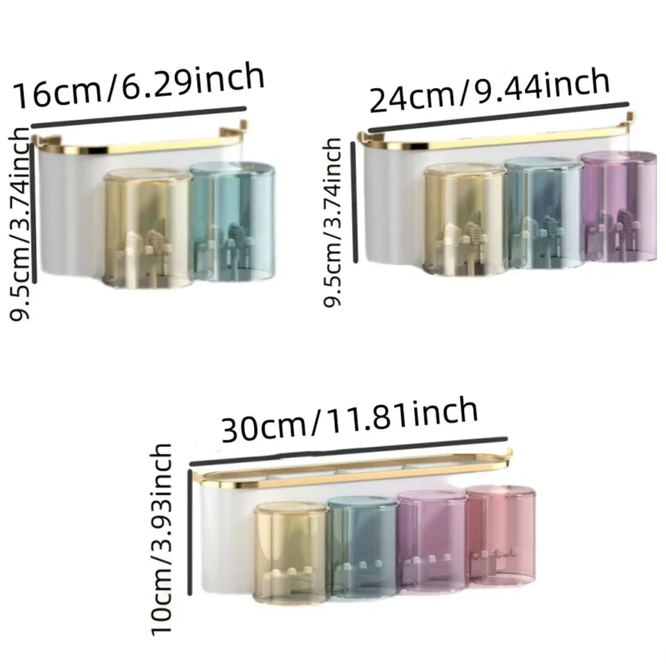 Wall-Mounted Toothbrush Holder with Toothpaste Squeezer & Cup