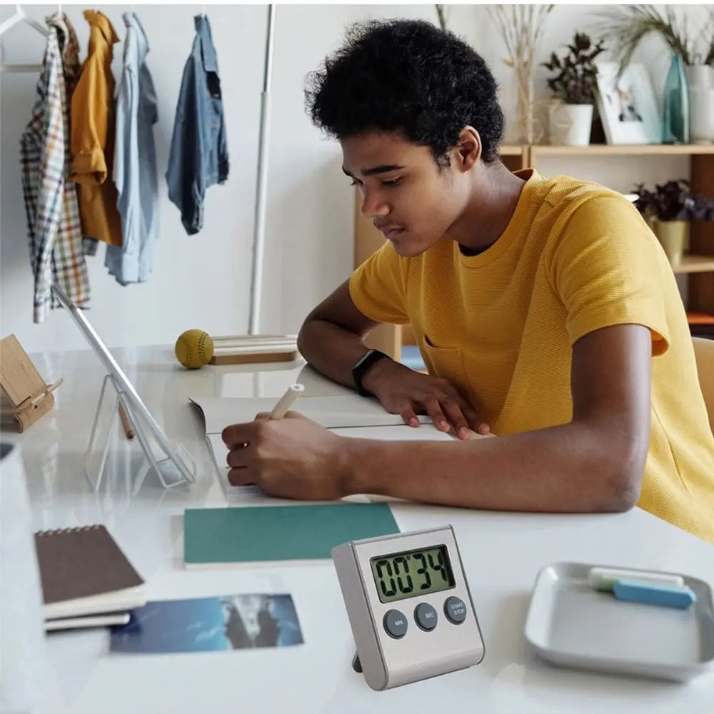 Temporizador de cocina digital magnético Soporte retráctil Alarma fuerte Temporizador de cuenta atrás positivo Temporizador de cocción elegante impermeable Ejercicio