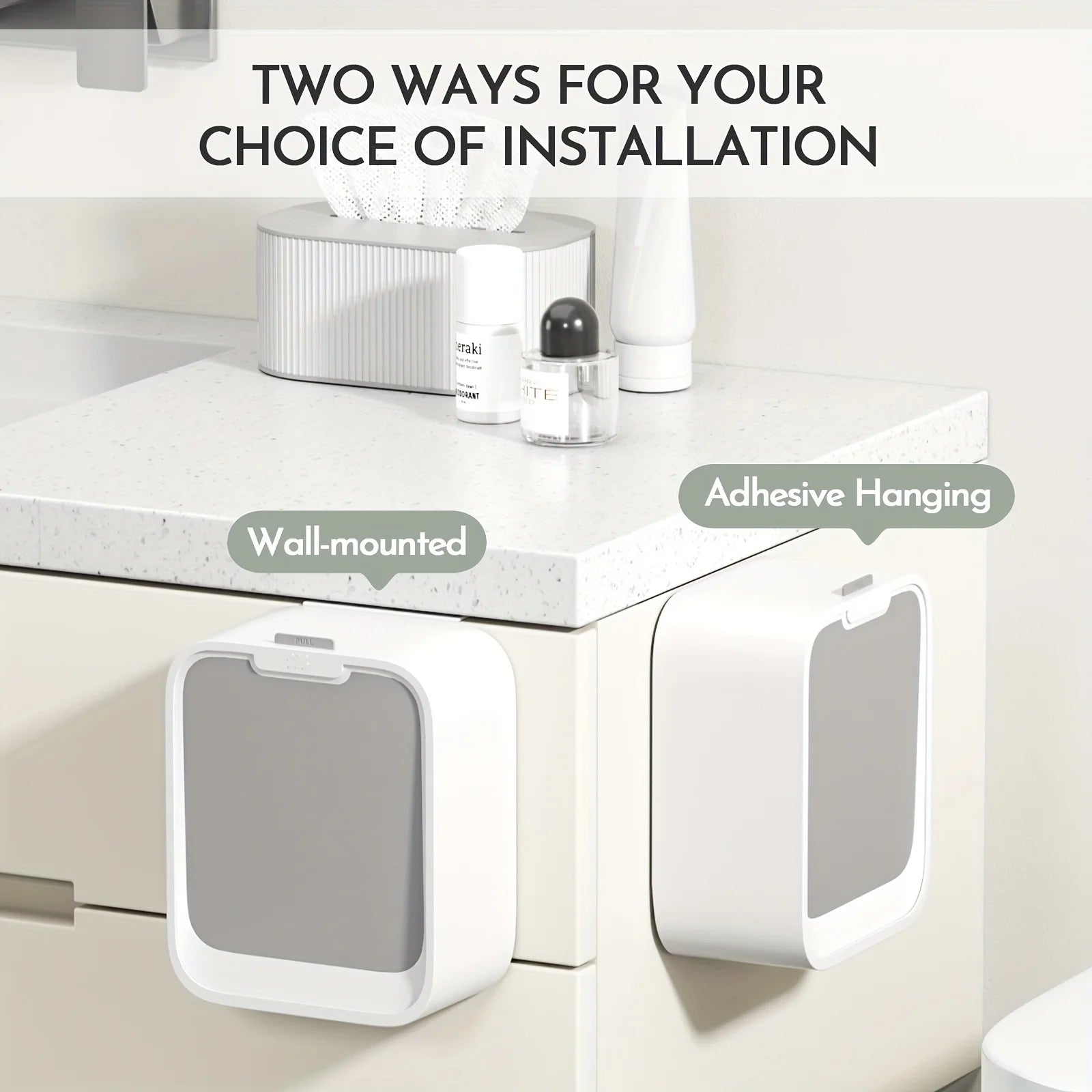 Wall Mounted Smart Sensor Trash Can with Lid for Kitchen Cabinet & Under Sink Storage
