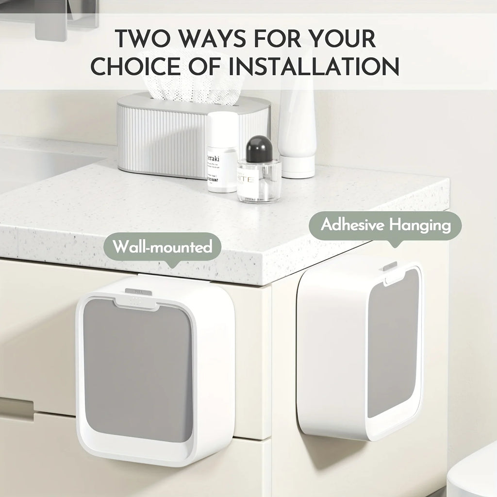 Wall Mounted Smart Sensor Trash Can with Lid for Kitchen Cabinet & Under Sink Storage