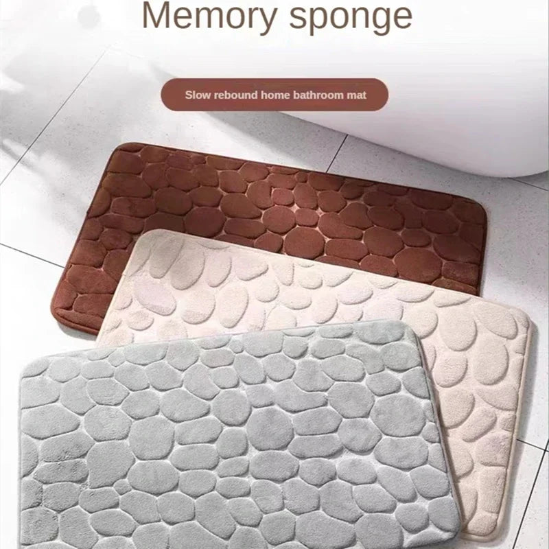 Alfombrilla de baño antideslizante 3D, tapetes de baño con relieve de adoquines, alfombrilla absorbente para puerta, alfombras de piso, lavable a máquina de secado rápido