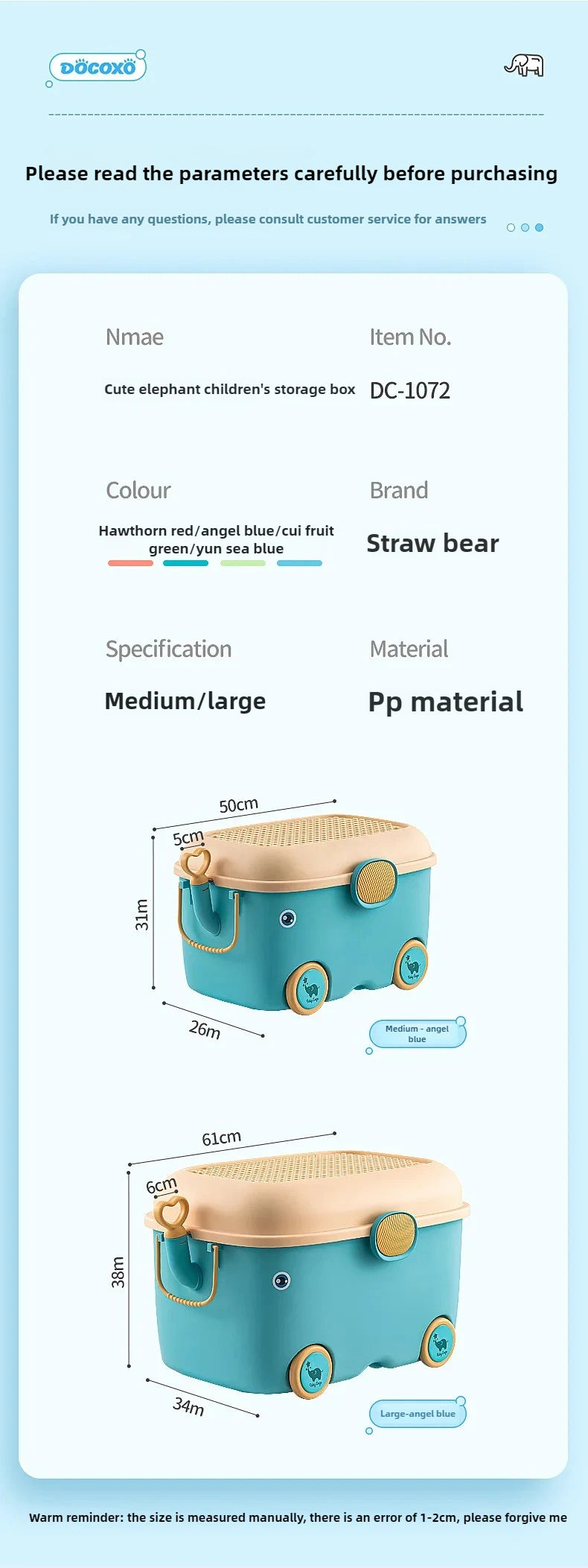 Kids Toy Storage Box with Wheels – Large Dustproof Organizer Bin for Toys, Clothes, Books & Building Blocks