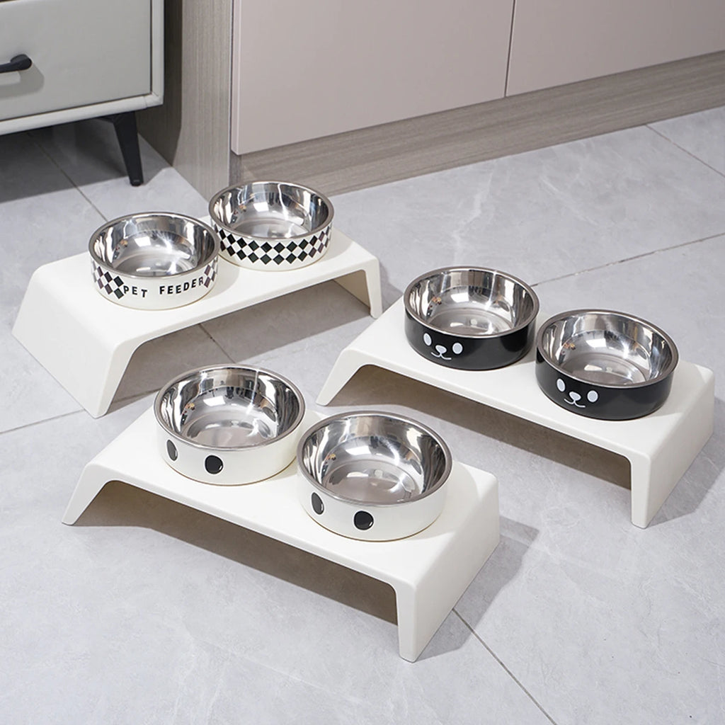 Comederos Elevados para Perros, Base Elevada con Doble Cuenco de Acero Inoxidable para Comida y Agua para Perros y Gatos Pequeños, Medianos y Grandes