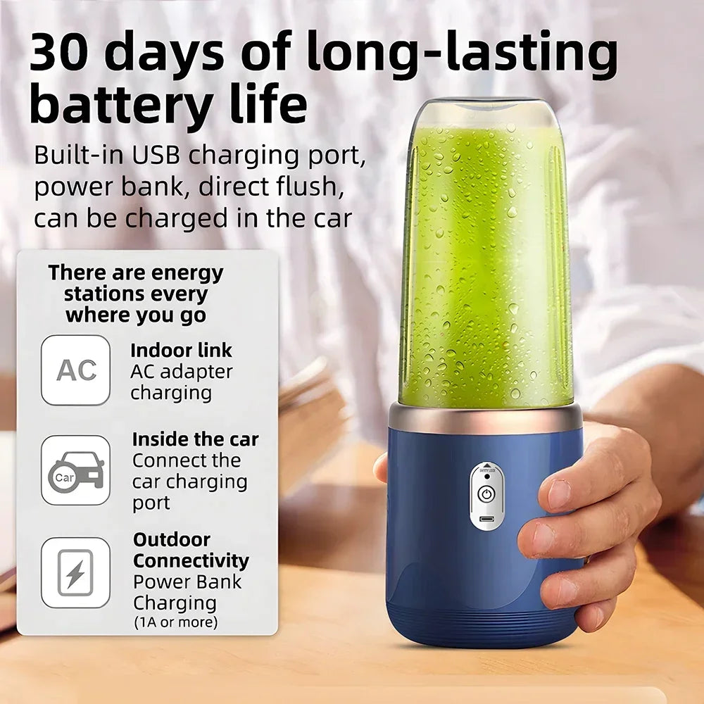 Portable 6-Blade USB Rechargeable Blender for Smoothies, Juices & Baby Food