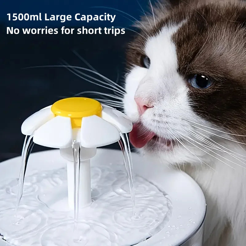 Fuente de Agua para Gatos, Dispensador de Agua Recirculante para Mascotas de 1.2L, Alimentado por USB, Silencioso, con Espuma de Filtro para Gatos y Perros Pequeños