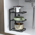 Soporte organizador de ollas y sartenes para debajo del armario, estante resistente para ollas y sartenes debajo del fregadero, organizadores y almacenamiento de utensilios de cocina de altura ajustable