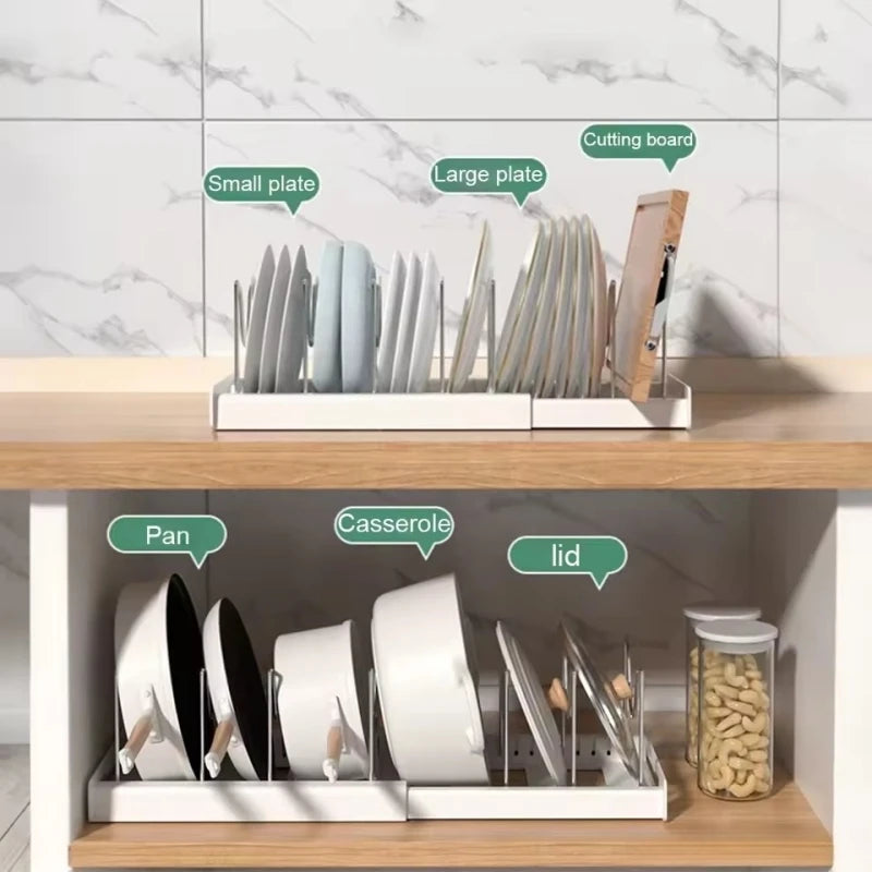 Expandable Pot & Pan Organizer Rack with Adjustable Dividers