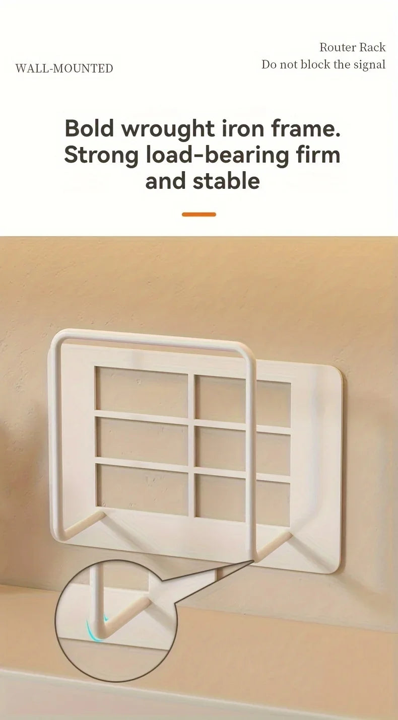 Wall-Mounted Router Shelf – No-Drill Iron Storage Rack for WiFi Router, TV Box & Home Organization
