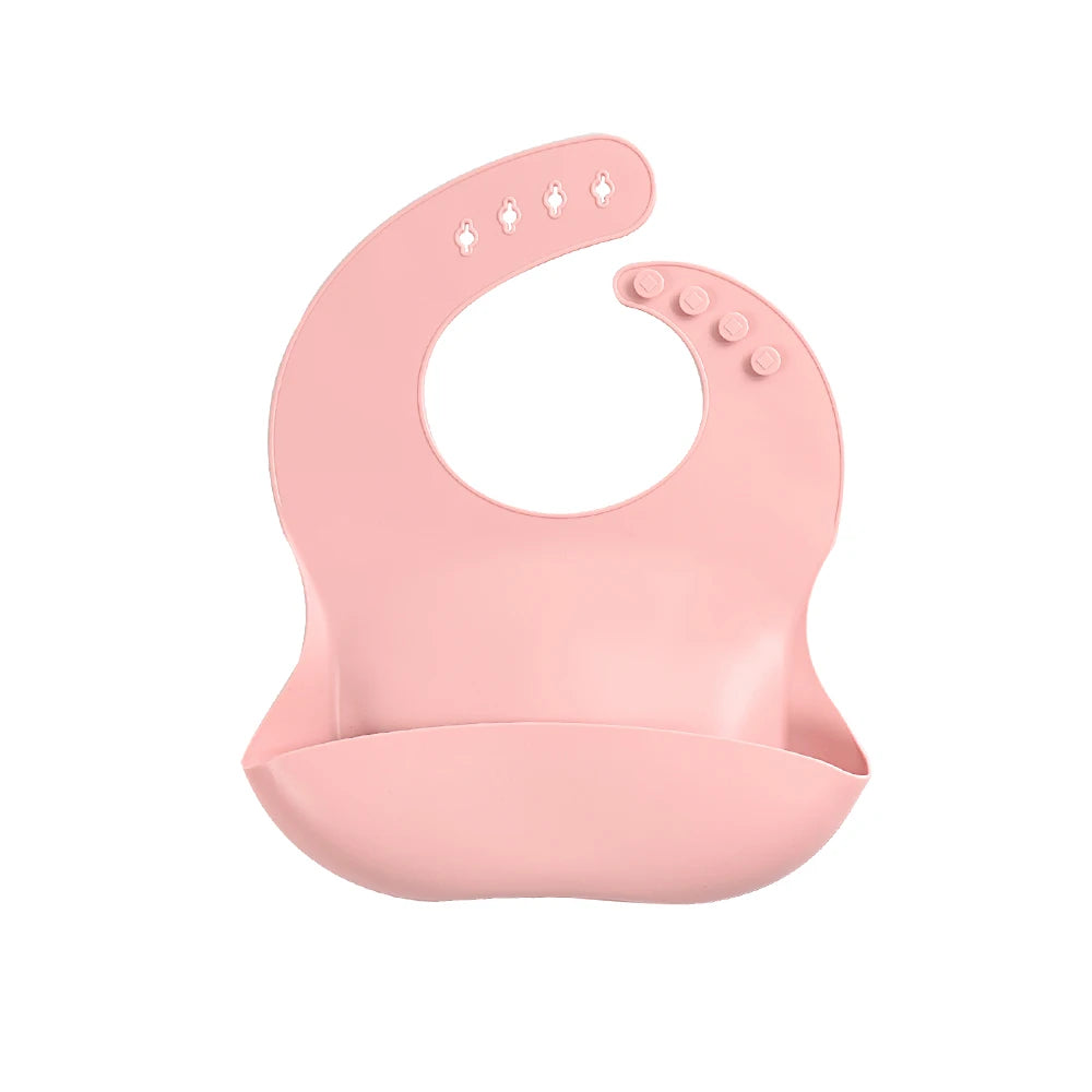 Waterproof Silicone Baby Bib with Food Catcher – Adjustable Cartoon Feeding Apron, Soft Reusable Infant Bib for Newborns & Toddlers