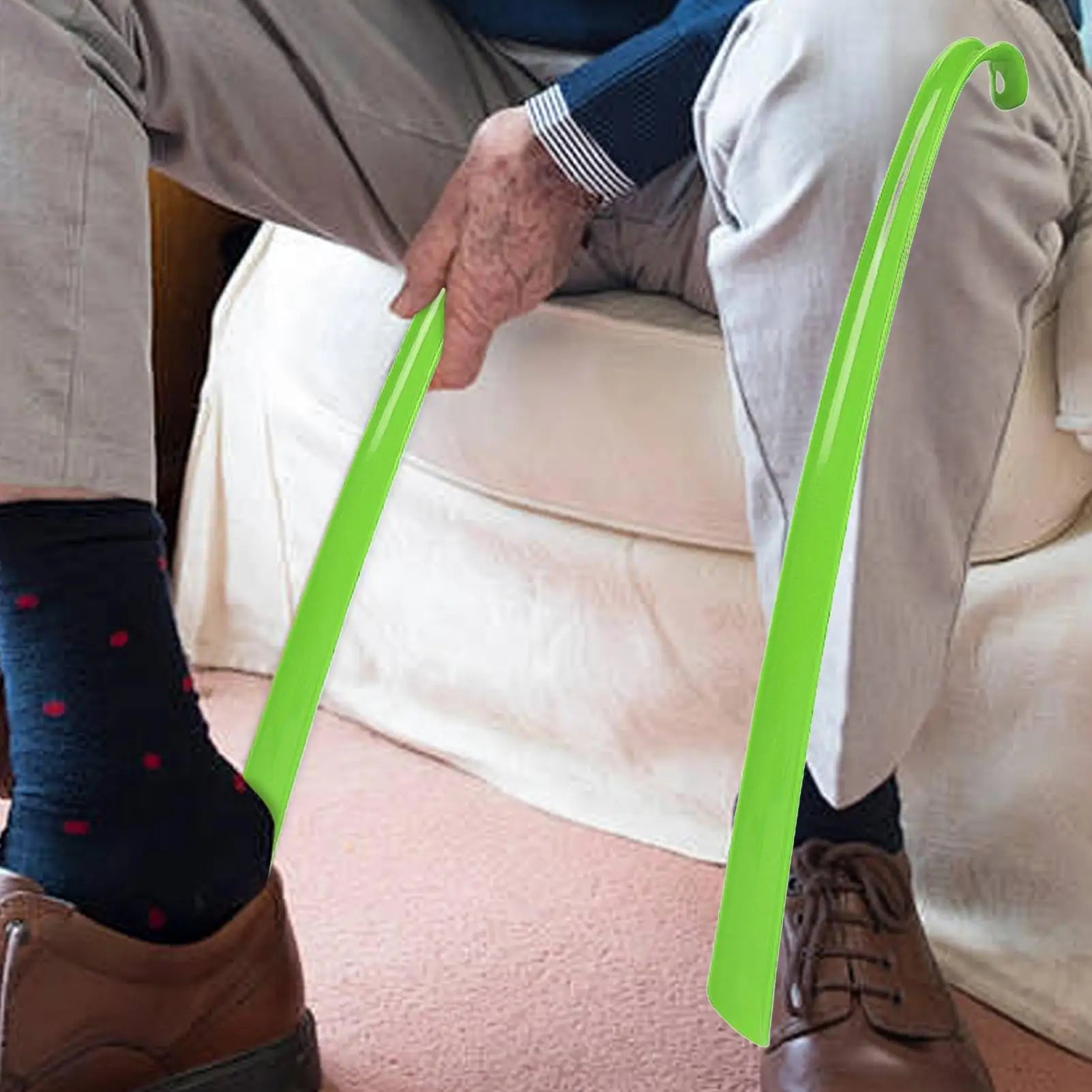 Long Handle Shoe Horn with Grip – 16.7" Easy Shoe Helper for Seniors, Boots, Sneakers & Everyday Footwear