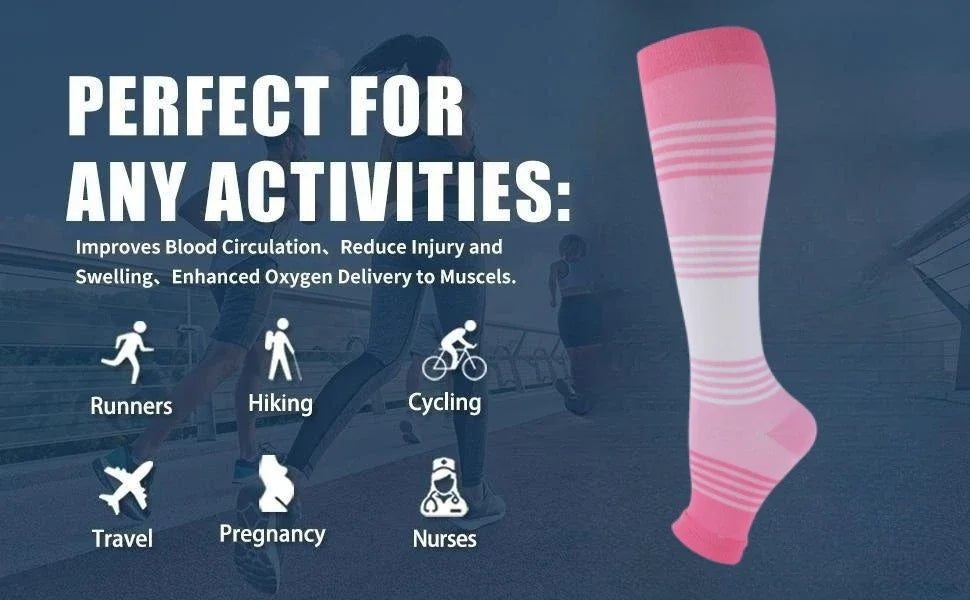 20–30 mmHg Knee High Compression Socks for Women & Men – Graduated Leg Support for Running, Travel, Work & Sports
