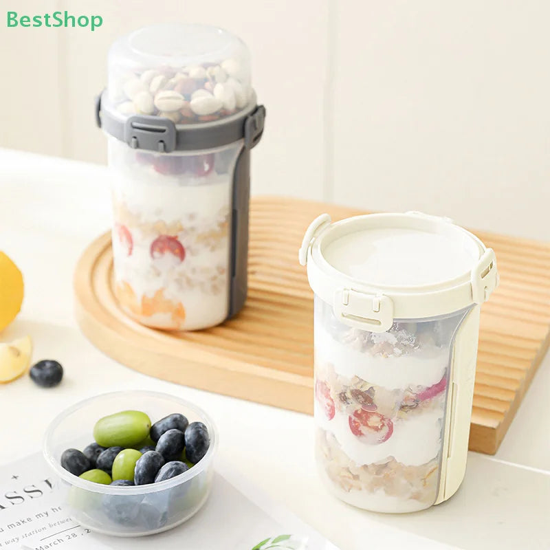 Portable Salad Cup with Fork & Spoon – Double Layer Fresh Keeping Meal Container for Salads, Fruits, Snacks & Yogurt