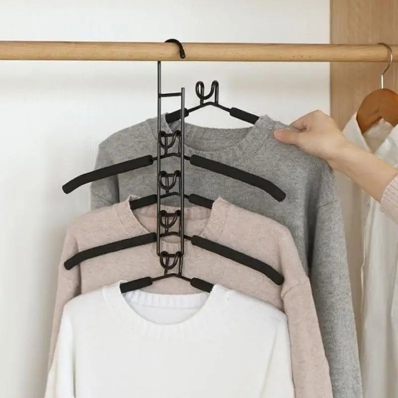 Multi-Tier Closet Hanger with Hooks – Space-Saving Clothes Organizer