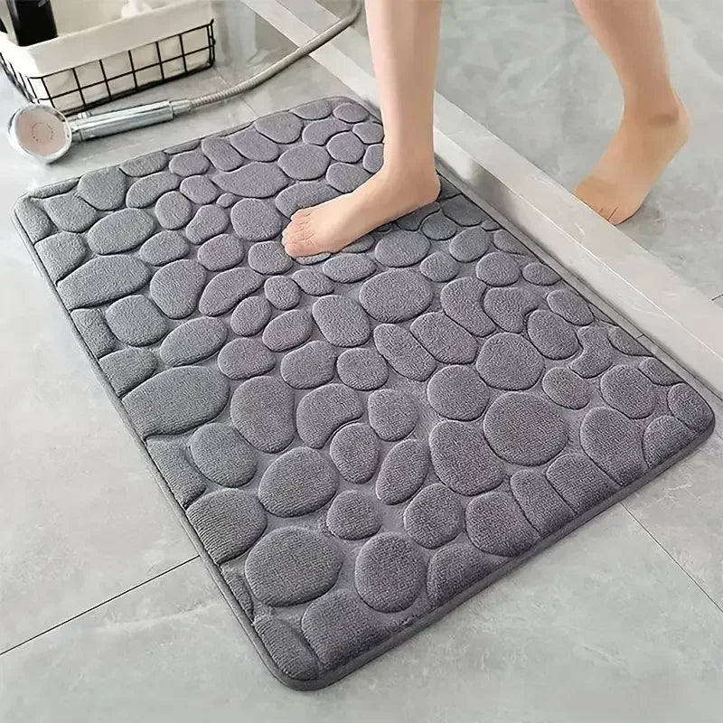 Alfombrilla de baño antideslizante 3D, tapetes de baño con relieve de adoquines, alfombrilla absorbente para puerta, alfombras de piso, lavable a máquina de secado rápido