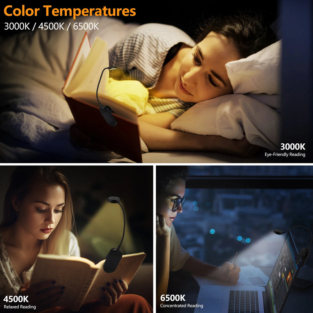 Rechargeable LED Clip-On Desk Lamp – Dimmable USB Reading Light