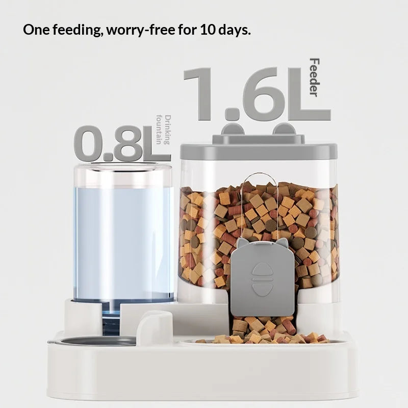 Automatic Pet Feeder & Water Dispenser – Large Capacity Food & Water Station for Cats & Dogs
