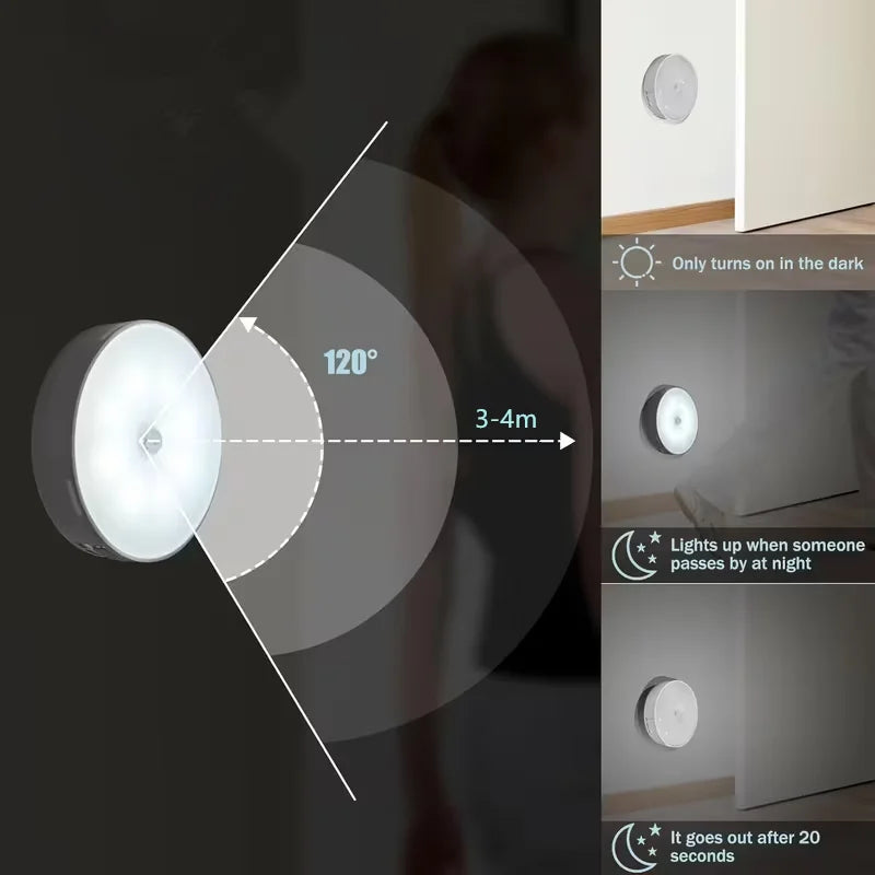 1 Luz nocturna con sensor de movimiento - Lámpara detectora LED inalámbrica para dormitorio, escalera, armario y decoración de habitaciones