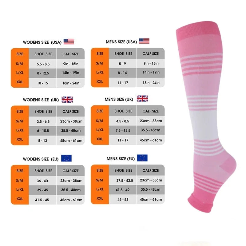 20–30 mmHg Knee High Compression Socks for Women & Men – Graduated Leg Support for Running, Travel, Work & Sports