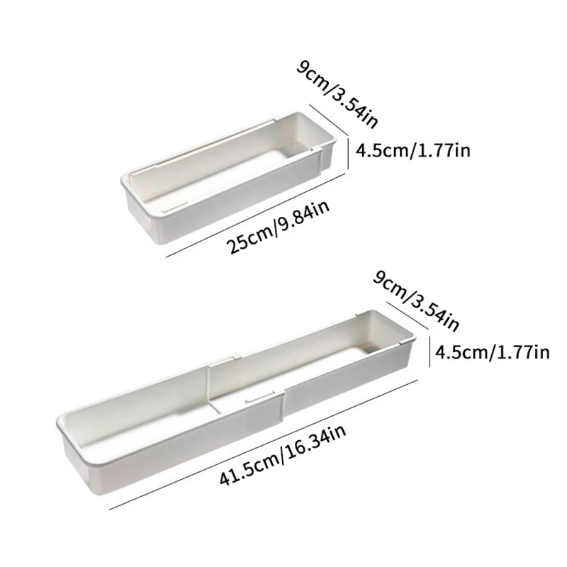 Organizador de cajones Bandeja de utensilios expandible para cocina Cubiertos ajustables y soporte para cubiertos Organizador de ropa de cubiertos blanco