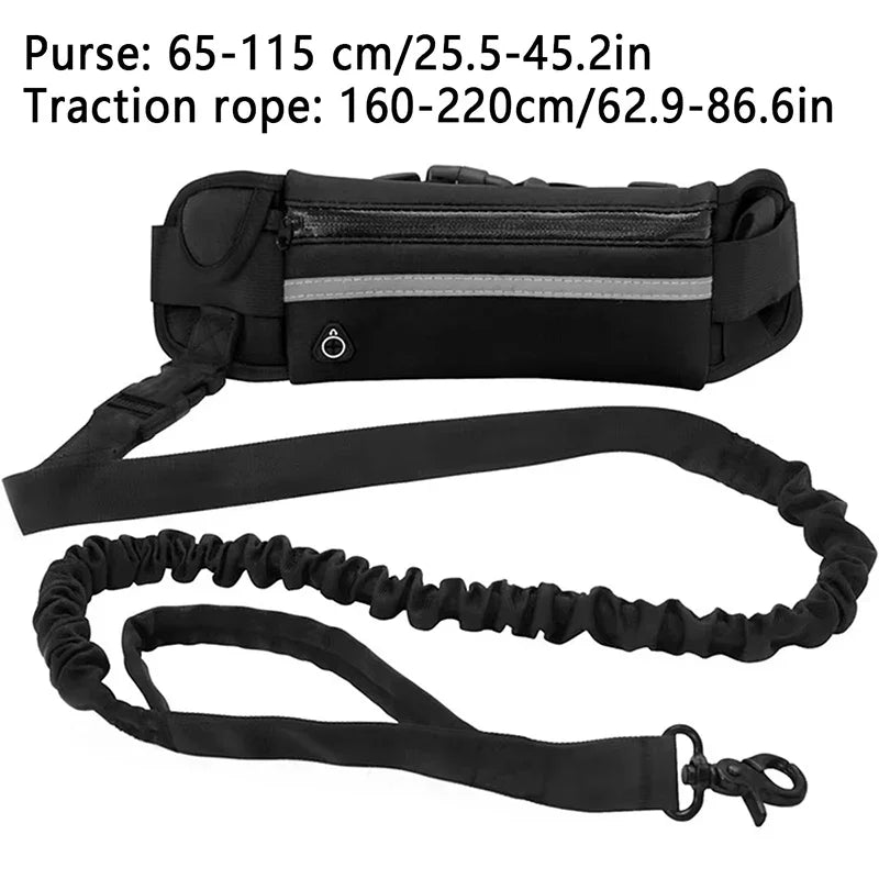 Hands-Free Dog Leash with Waist Bag – Reflective Adjustable Bungee Running Lead for Walking, Jogging & Outdoor Adventures