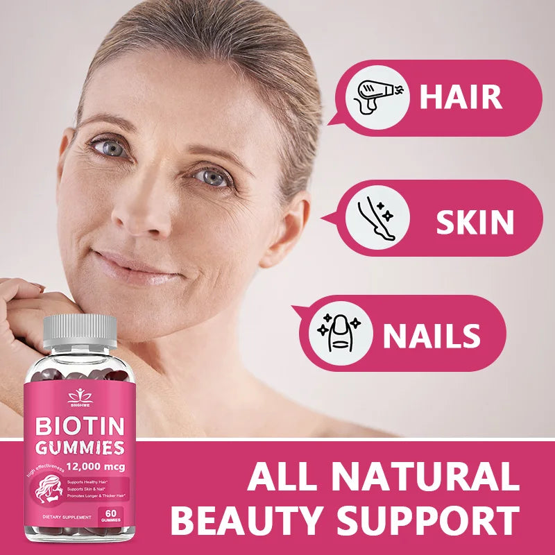 Collagen & Biotin Gummies – Hair, Skin, Nails & Joint Support with Blueberry Flavor