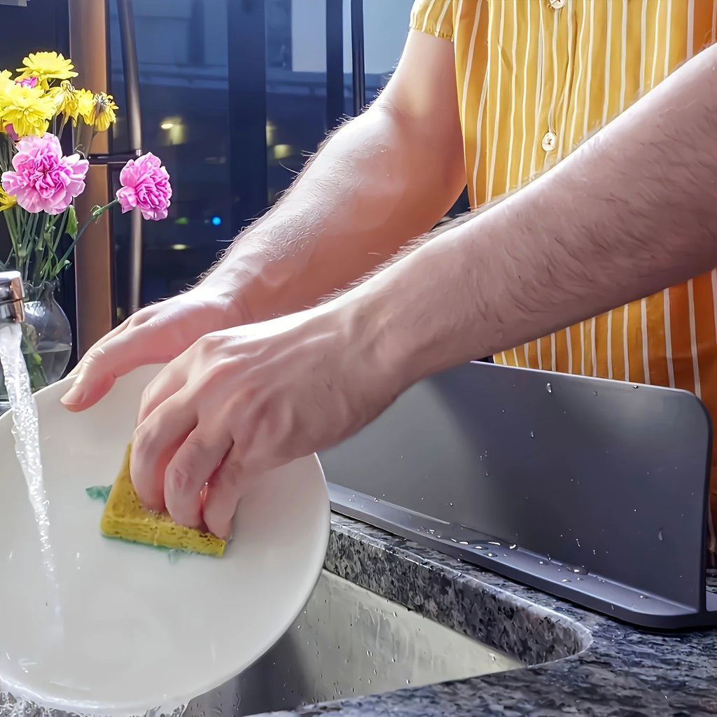 Protector contra salpicaduras de silicona para fregadero con ventosas - Barrera de agua para cocinas, laboratorios y fregaderos