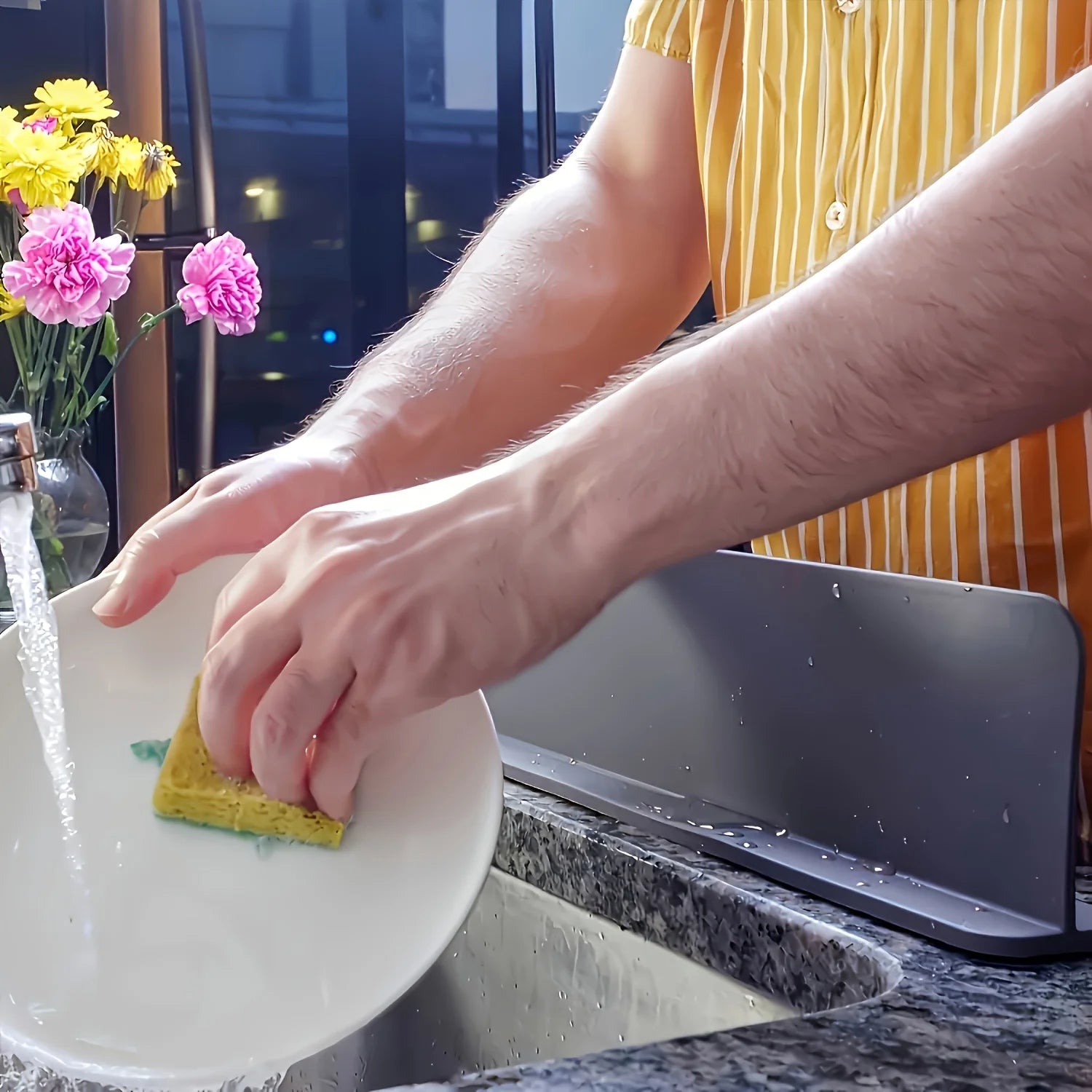 Protector contra salpicaduras de silicona para fregadero con ventosas - Barrera de agua para cocinas, laboratorios y fregaderos