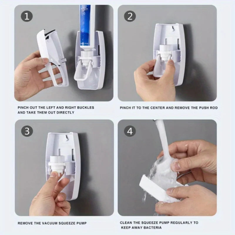 Wall-Mounted Toothbrush Holder Set with Automatic Toothpaste Dispenser & Cup