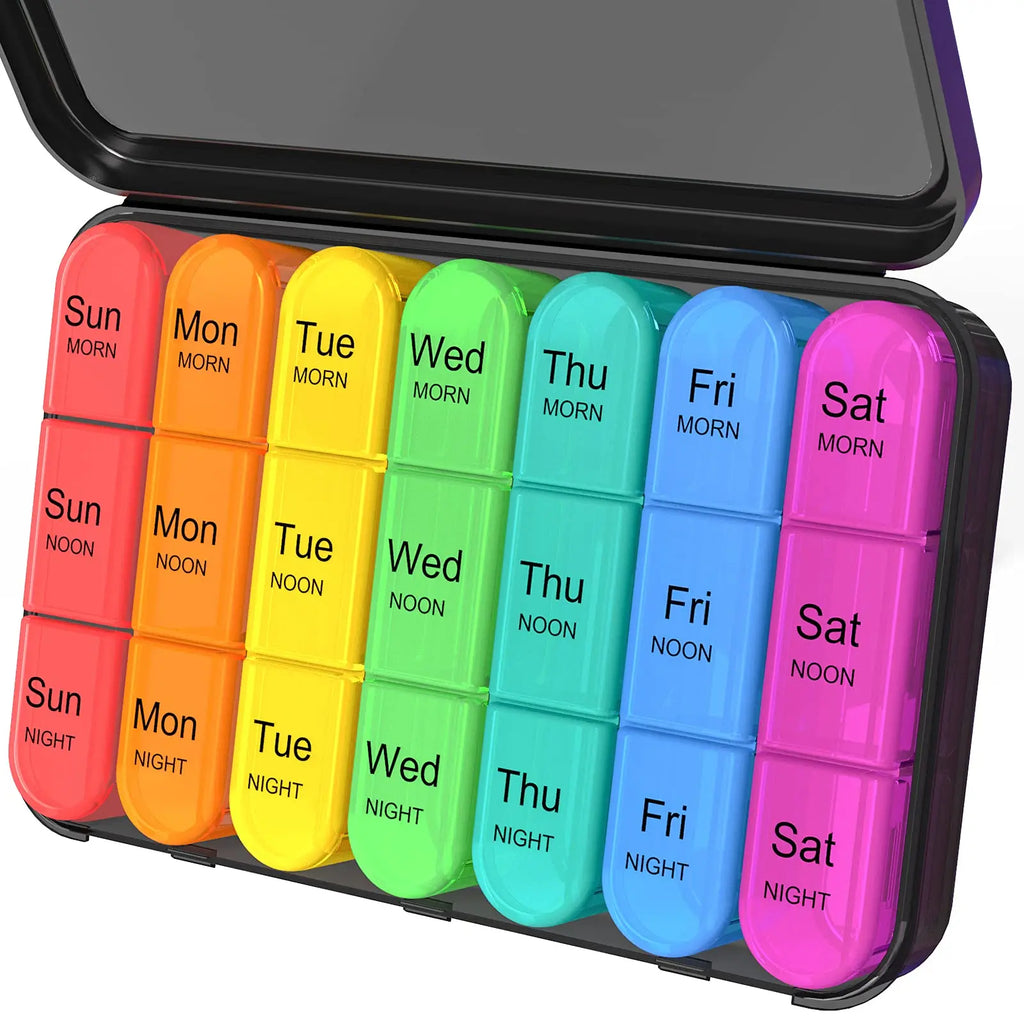 Pastillero organizador 3 tomas al día - Pastillero semanal grande de 7 días para medicamentos con compartimentos individuales para viaje