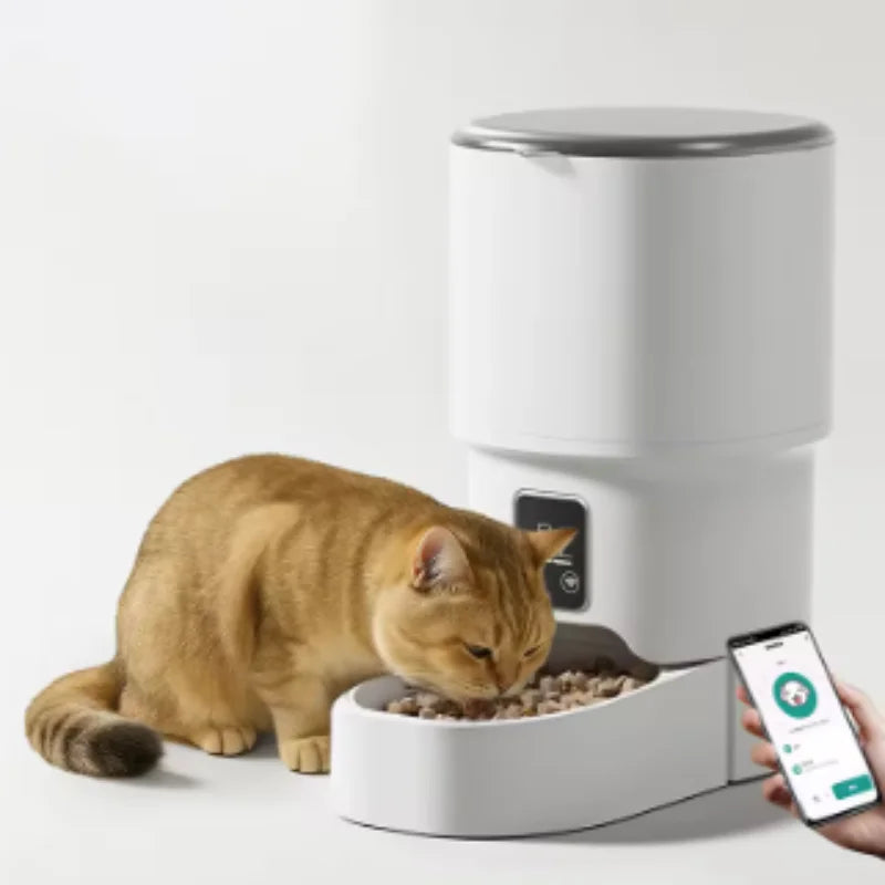 Comedero automático para mascotas de 4 L con WiFi, dispensador inteligente de comida para perros y gatos con control de botón