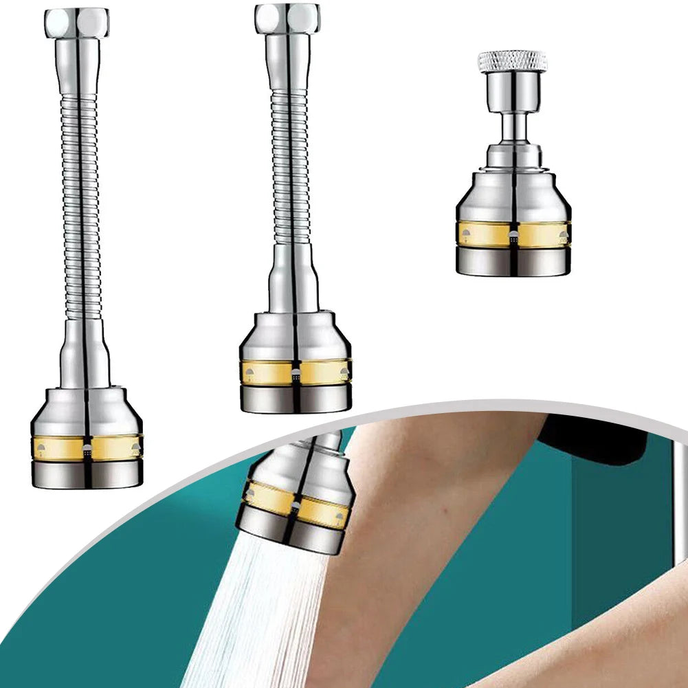 360° Flexible Stainless Steel Faucet Extender with 3 Spray Modes for Kitchen & Bathroom Sink