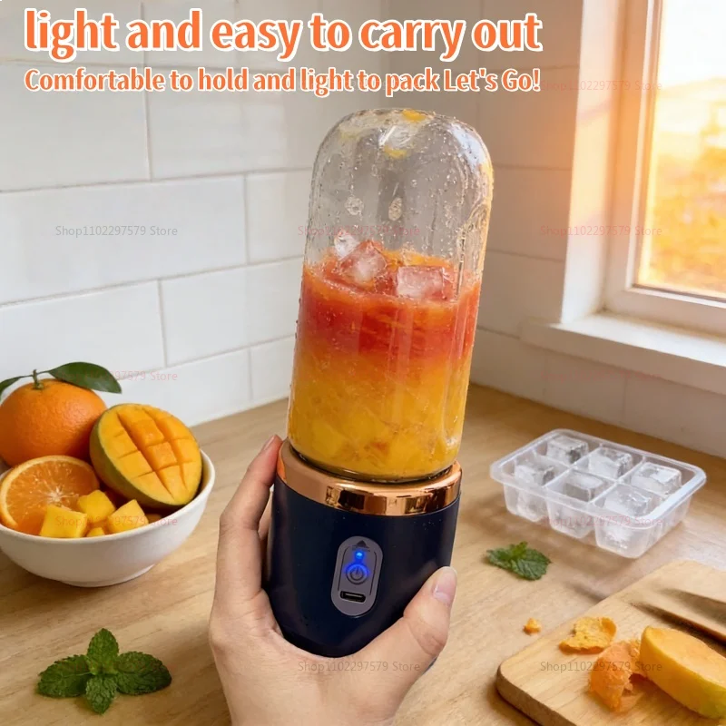 Portable 6-Blade USB Rechargeable Blender for Smoothies, Juices & Ice Crushing