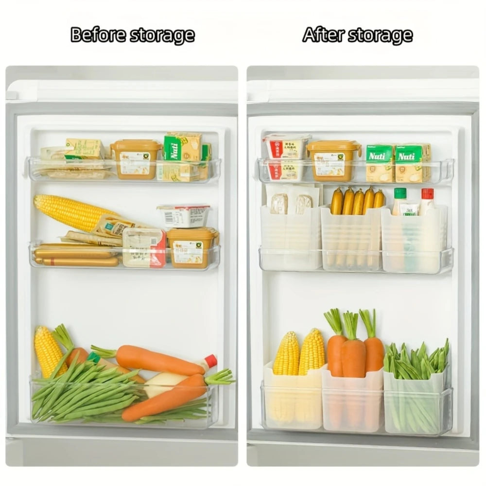 6 contenedores organizadores transparentes para refrigerador con asas, sin BPA, para alimentos, para nevera y encimera de cocina